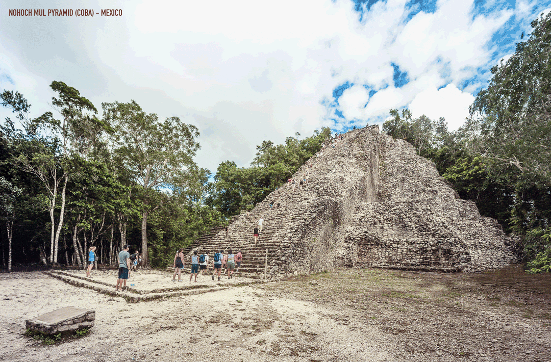 La reconstrucción de la piramide de Nodoch Mul, Coba