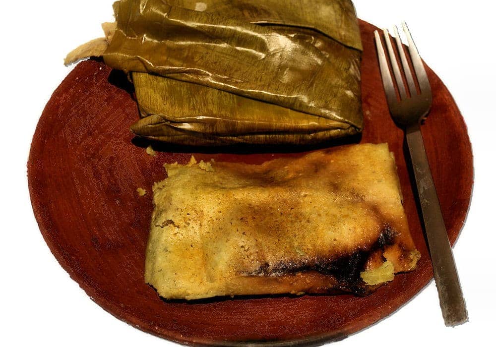 Tamal de hoja de plátano de Oaxaca.