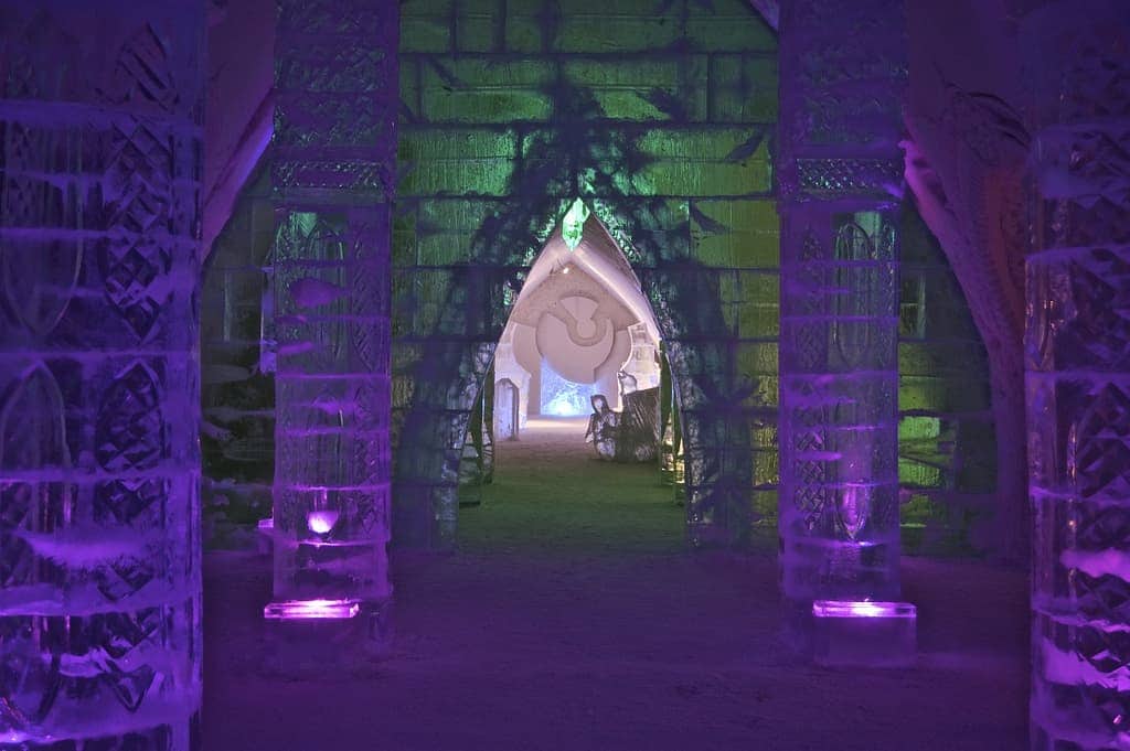 the interior of the Ice Hotel in Canada