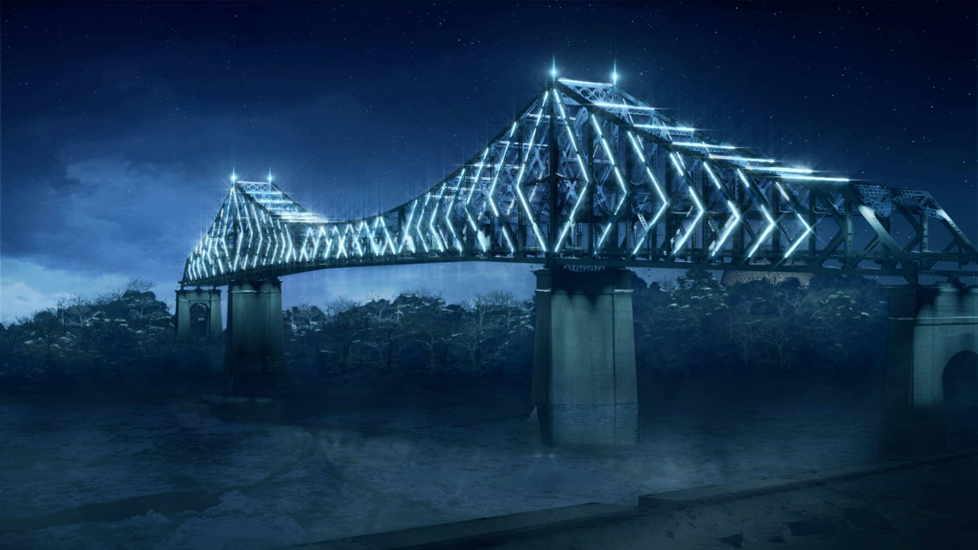 Puente Jacques Cartier iluminado