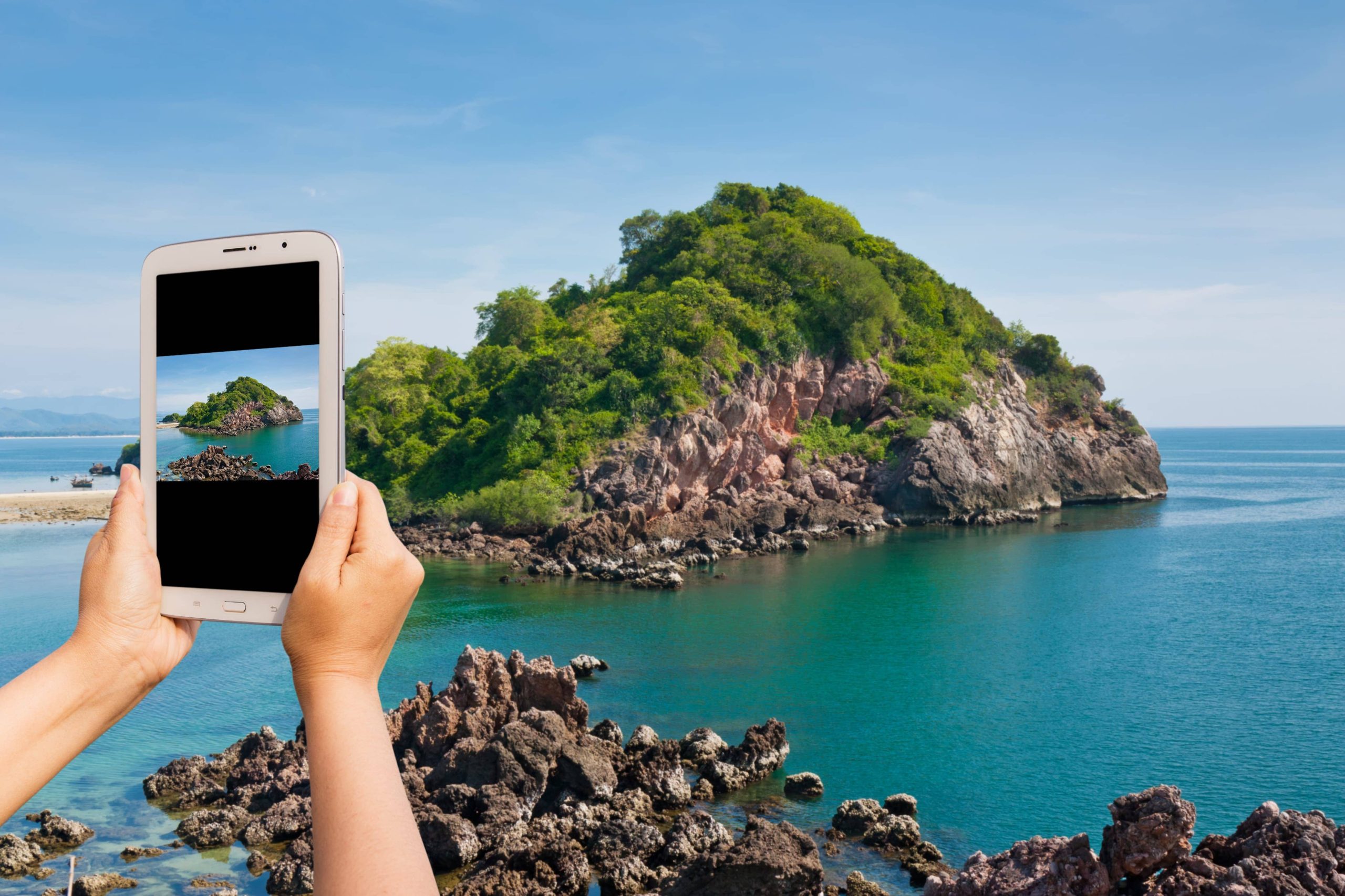 Take photo beauty island by tablet; Shutterstock ID 169910513