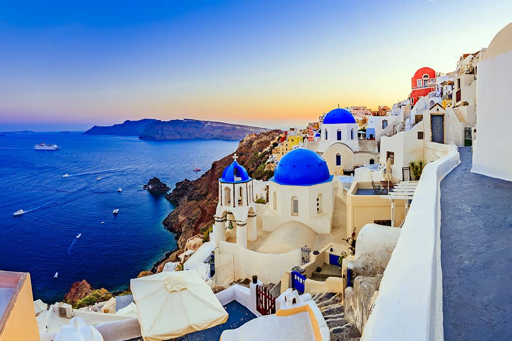Vista romántica en Santorini